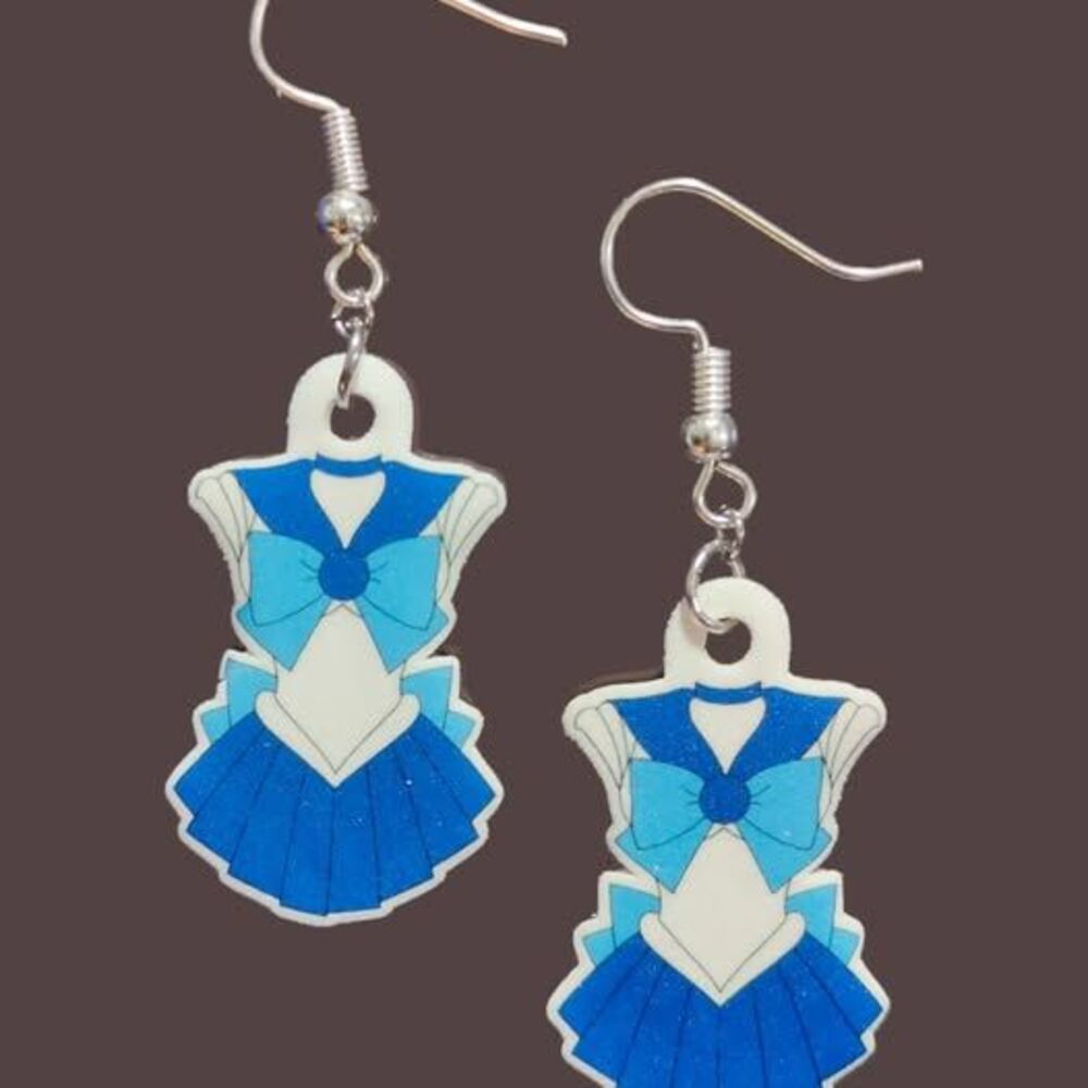 Sailor Moon Sailor Mercury Earrings-Wires-Silver